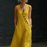 Damen-Hemdkleid mit Knöpfen – Gelb