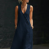 Damen-Hemdkleid mit Knöpfen – Marineblau