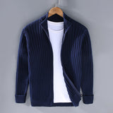 Ormand | Herren Strickjacke Gerippter Zip-Cardigan – Blau