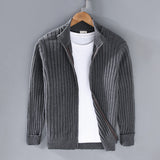 Ormand | Herren Strickjacke Gerippter Zip-Cardigan – Dunkelgrau