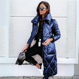 Osvika | Damen Lange Steppjacke Wintermantel – Blau