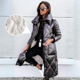 Osvika | Damen Lange Steppjacke Wintermantel – Schwarz