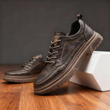 Oswin | Herren Casual Schnürschuhe Halbschuh – Dunkelbraun