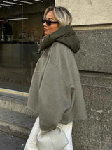 Oversize Steppjacke mit Kapuze – Olive