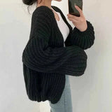 Oversize Strickjacke Damen – Schwarz