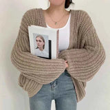 Oversize Strickjacke Damen – Khaki