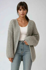 Oversize Strickjacke Damen – Grau