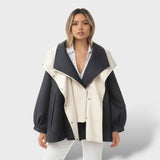 Oversized Kapuzenjacke mit Reverskragen – Schwarz