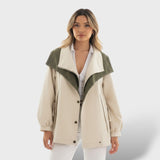 Oversized Kapuzenjacke mit Reverskragen – Weiß