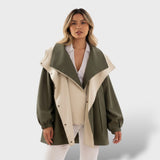 Oversized Kapuzenjacke mit Reverskragen – Grün