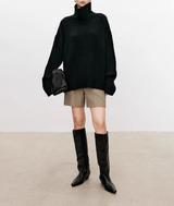 Paula | Eleganter Damenpullover Rollkragen hochwertig – Schwarz