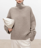 Paula | Eleganter Damenpullover Rollkragen hochwertig – Camel