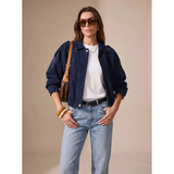 Palina | Damen Oversized Jacke mit knöpfen und Reißverschluss – Schwarz