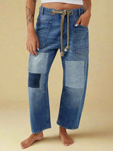 Patchwork Hose Damen – Blau