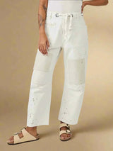 Patchwork Hose Damen – Weiß