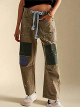 Patchwork Hose Damen – Braun