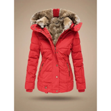 Patricia | Damen Puffer Winterjacke mit Kapuze und Angenehmer Form – Rot
