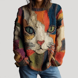 Petra | Damen Pullover mit Katzen Design – Mehrfarbig