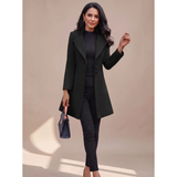 Philine | Damen Trench Coat mit Revers und Knöpfen – Schwarz