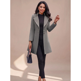 Philine | Damen Trench Coat mit Revers und Knöpfen – Grau
