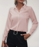 Marie | Damen Frühjahrs Bürobluse mit Knopfleiste – Rosa
