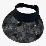 Faltbarer Strohhut mit Blumenakzent und UV-Schutz – Schwarz