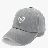 Damen Retro bestickte Baseballkappe mit verstellbarem Riemen – Grau