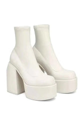 Plateau Stiefeletten Damen – Weiß
