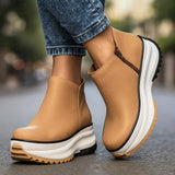 Plateauschuh Damen mit Reißverschluss – Khaki