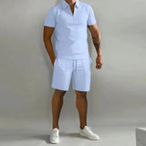 Polo Shorts Set Herren – Hellblau