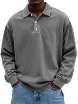 Robert | Herren Freizeit-Polo-Sweatshirt mit langen Ärmeln – Grau