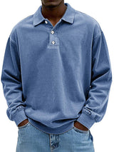 Robert | Herren Freizeit-Polo-Sweatshirt mit langen Ärmeln – Blau