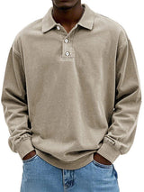 Robert | Herren Freizeit-Polo-Sweatshirt mit langen Ärmeln – Khaki