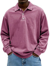 Robert | Herren Freizeit-Polo-Sweatshirt mit langen Ärmeln – Rosa