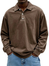 Robert | Herren Freizeit-Polo-Sweatshirt mit langen Ärmeln – Braun