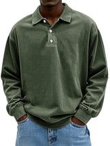Robert | Herren Freizeit-Polo-Sweatshirt mit langen Ärmeln – Armeegrün