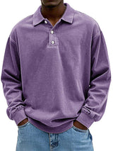 Robert | Herren Freizeit-Polo-Sweatshirt mit langen Ärmeln – Lila