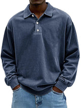 Robert | Herren Freizeit-Polo-Sweatshirt mit langen Ärmeln – Marineblau