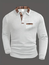 Poloshirt Herren Langarm Regular Fit – Weiß