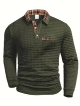 Poloshirt Herren Langarm Regular Fit – Olivgrün
