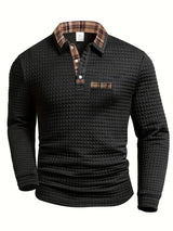 Poloshirt Herren Langarm Regular Fit – Schwarz