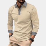 Poloshirt Herren Langarm Slim Fit – Aprikose