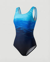 Damen Sport Einteiler Badeanzug – Schnell Trocknende Swimwear – Blau