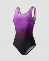 Damen Sport Einteiler Badeanzug – Schnell Trocknende Swimwear – Violett