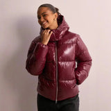 Pufferjacke Winter Damen Kurz – Weinrot