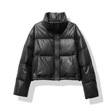 Pufferjacke Damen Oversized mit Stehkragen – Schwarz