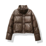 Pufferjacke Damen Oversized mit Stehkragen – Braun