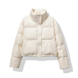 Pufferjacke Damen Oversized mit Stehkragen – Beige