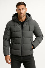 Pufferjacke Herren Mit Kapuze – Grau