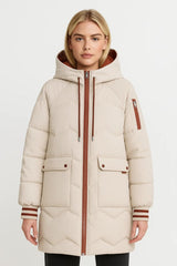 Pufferjacke Winter Damen Lang Beige – Beige